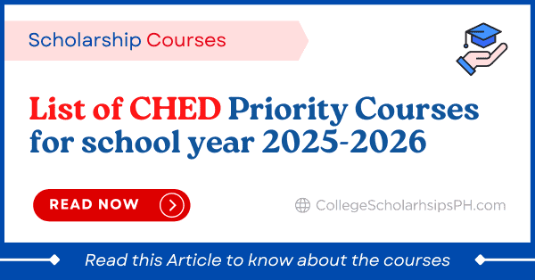 List of CHED Scholarship Priority Courses 2025-2026